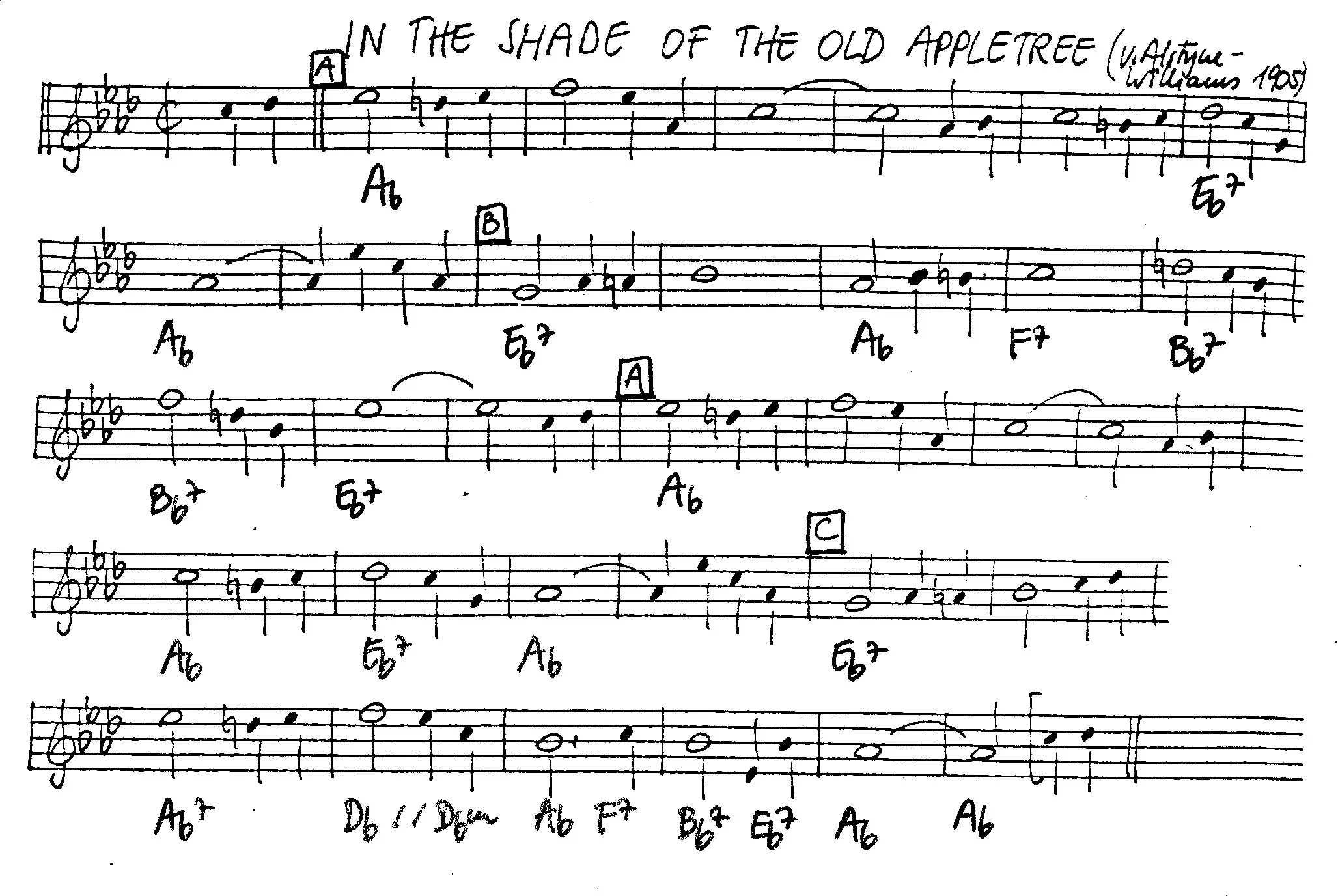 in the shade of the old apple tree free jazz leadsheet - Courtesy of the Jungle Jazz Band